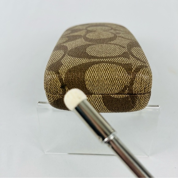 Coach Signature C hard shell sunglasses case faux leather pvc tan brown interior main image 9